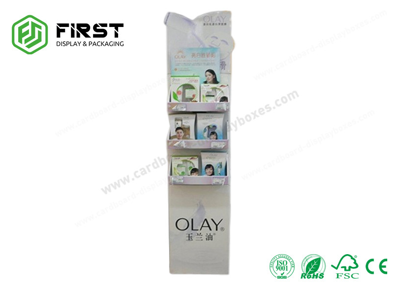 Glossy / Matt Lamination Cardboard Floor Displays CMYK Printing Customized Logo