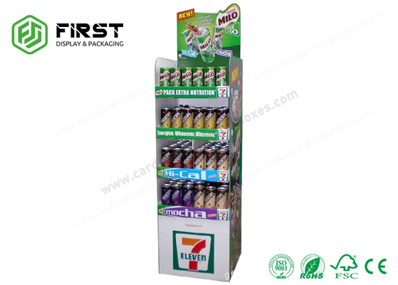 Folding 4 Shelves Retail Promotion Beverage Cardboard Paper Floor Stand Display Customized