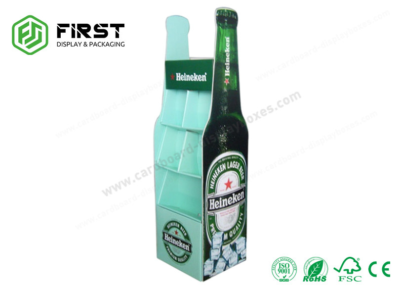 Folding 4 Shelves Retail Promotion Beverage Cardboard Paper Floor Stand Display Customized