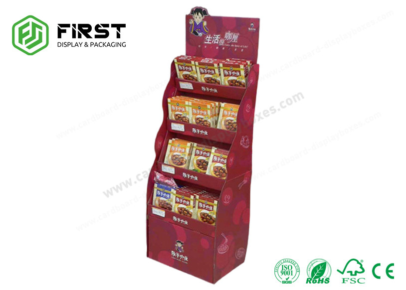 Floor Standing Foldable Color Printing Cardboard Floor Display Shelf Customized