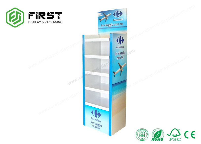 Custom Logo Printed Corrugated Floor Display Retail POP Cardboard Paper Display Shelf
