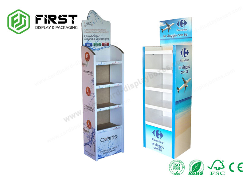 Custom Logo Printed Corrugated Floor Display Retail POP Cardboard Paper Display Shelf
