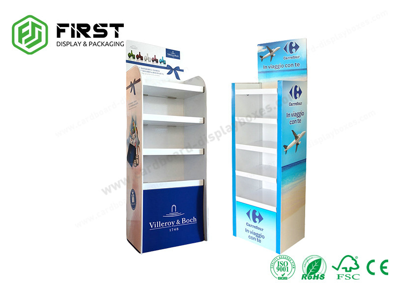 Custom Logo Printed Corrugated Floor Display Retail POP Cardboard Paper Display Shelf